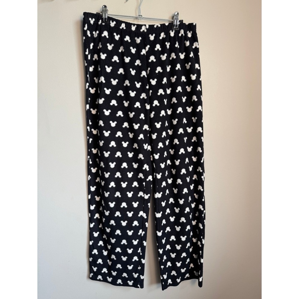 Disney Womens Black Mickey Mouse Fleece Pajama Pants M Cozy Lounge Sleep